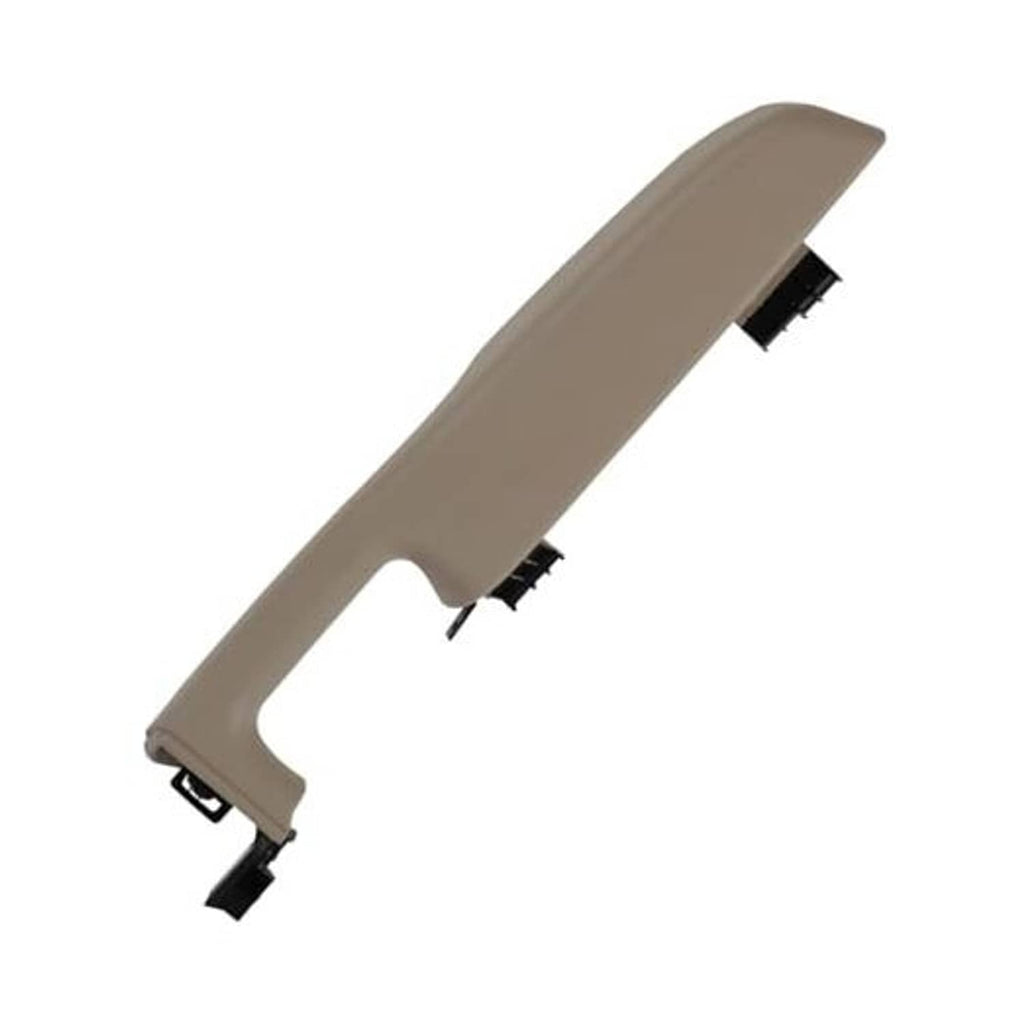 Beige front passenger door armrest cover with black mounting brackets
