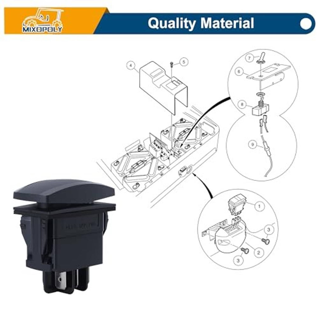 Forward-reverse golf cart switch installation diagram with numbered parts