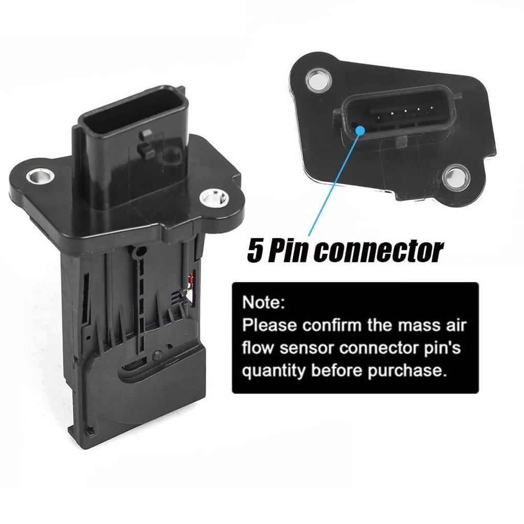 Black mass air flow sensor with 5-pin connector and rear mounting bracket
