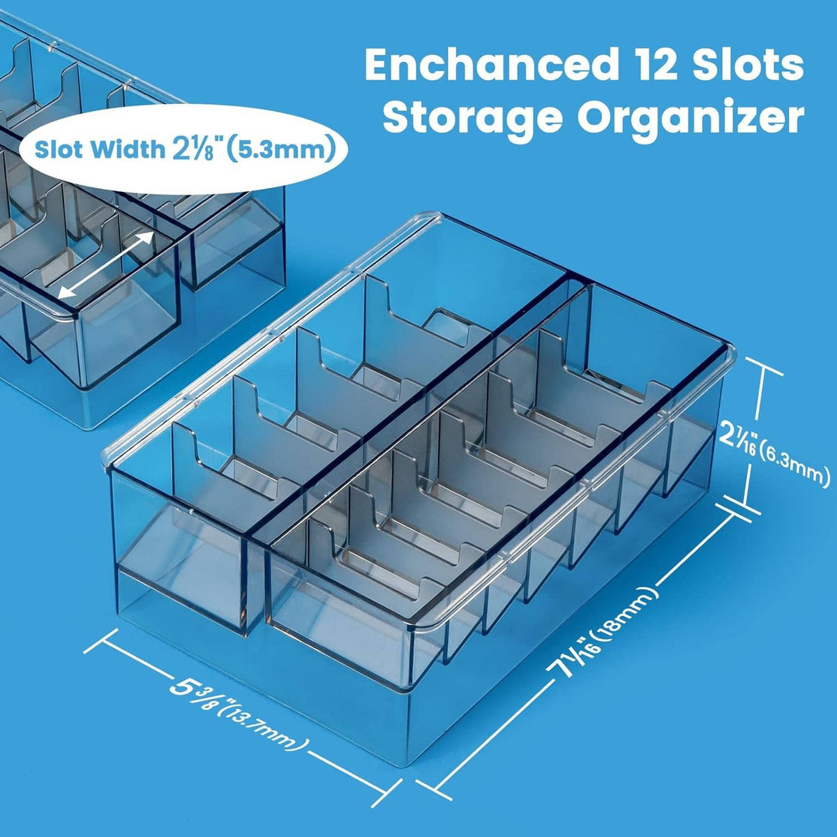 Clipper guard storage organizer, clear tray with 12 slots and raised dividers