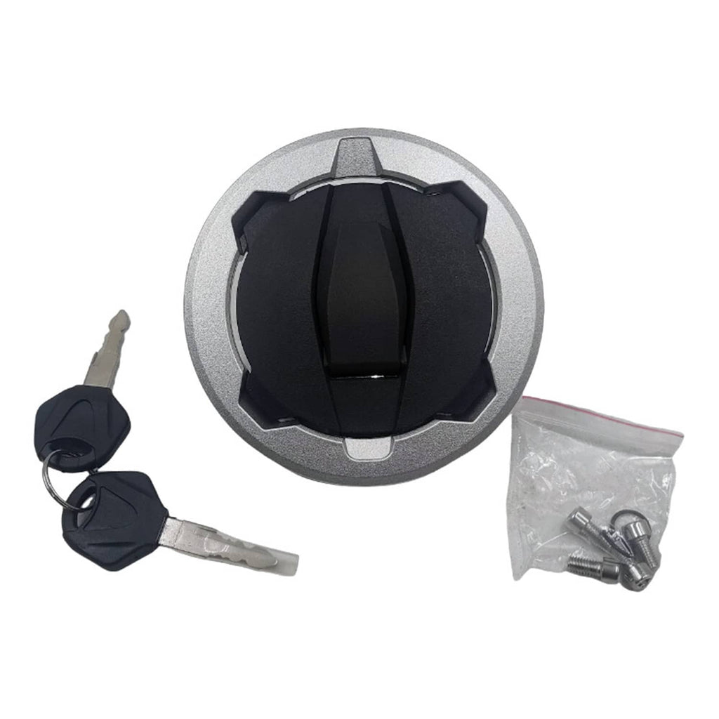 Fuel tank gas cap kit with keys and screws, black and silver