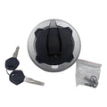 Fuel tank gas cap kit with keys and screws, black and silver