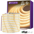 HitLights COB LED strip lights, warm white flexible strip roll with connectors