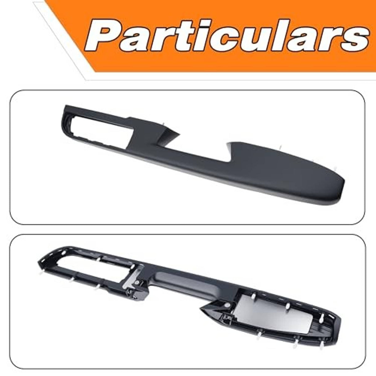Black door armrest handle with mounting tray components