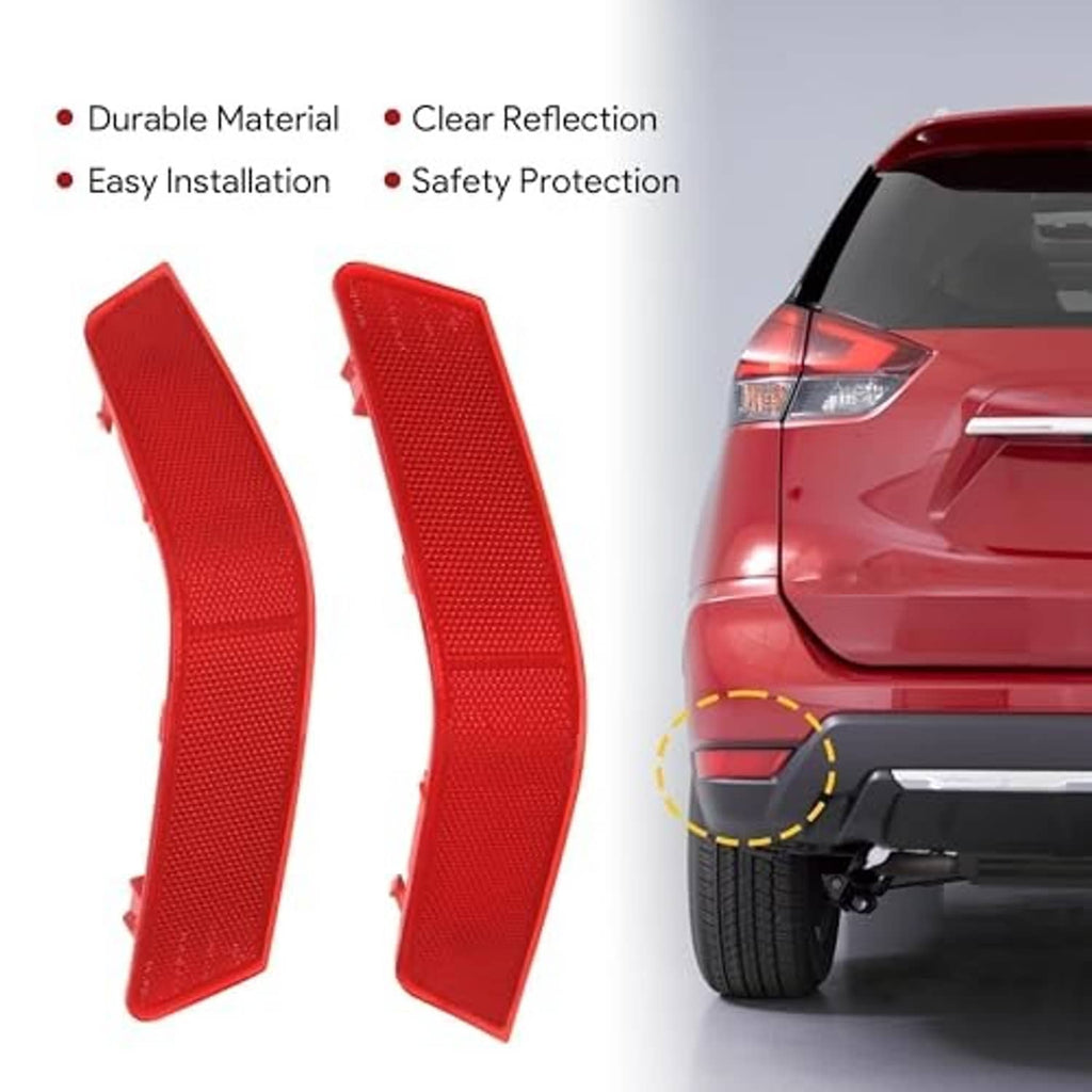 Red rear bumper reflector inserts, two-piece set with textured lens and clips