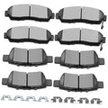 Set of 8 ceramic brake pads with metal backing for front and rear discs