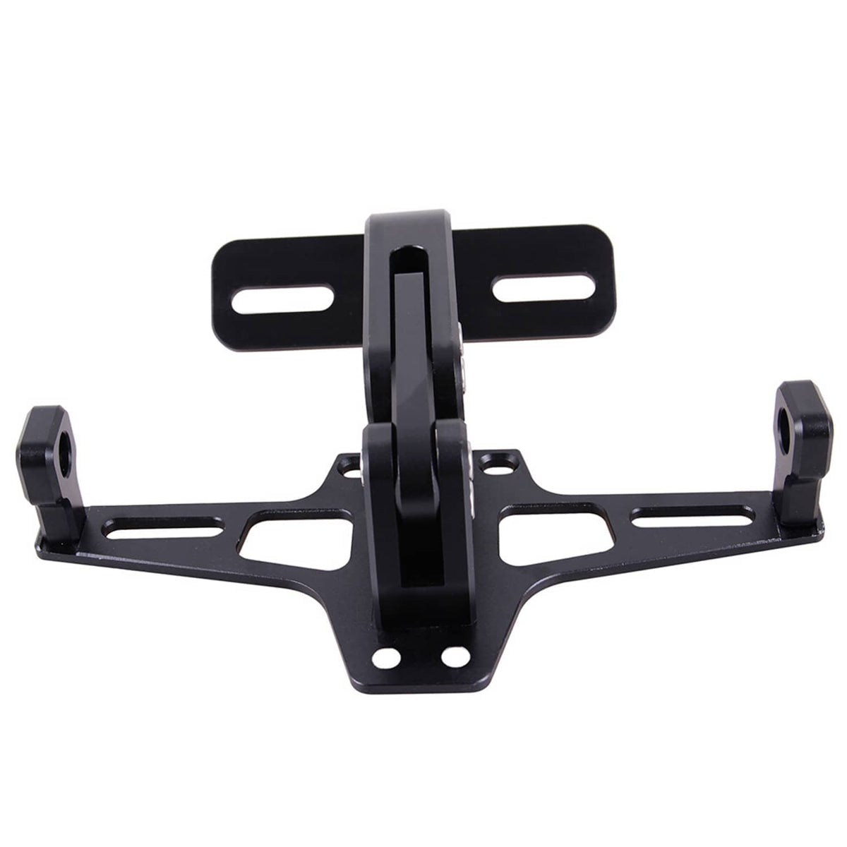 Black license plate mount bracket with mounting arms and central support