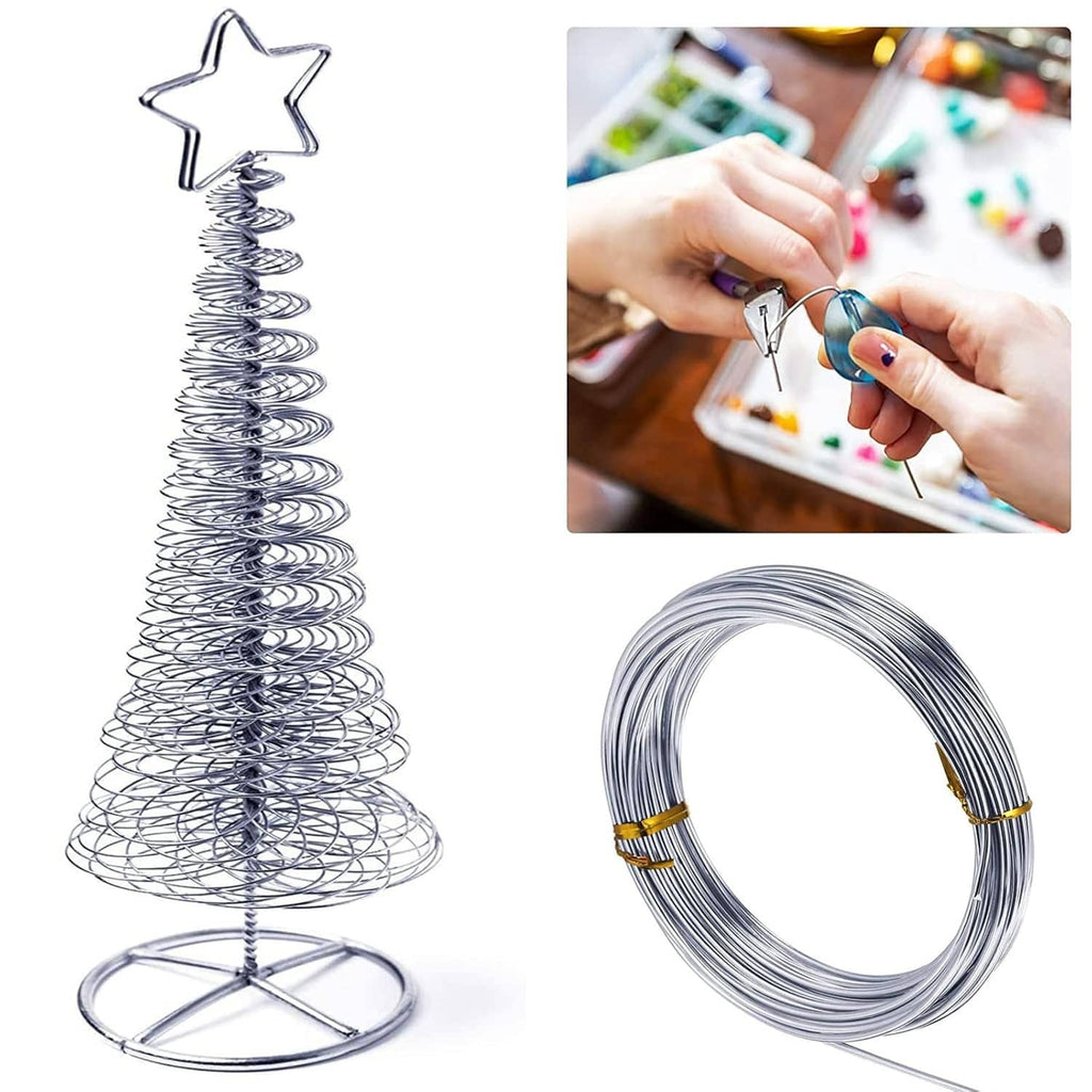 Silver 304 stainless steel wire coil with star wire sculpture and hands crafting