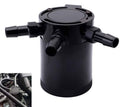 Black 3-port oil catch can tank with three hose ports
