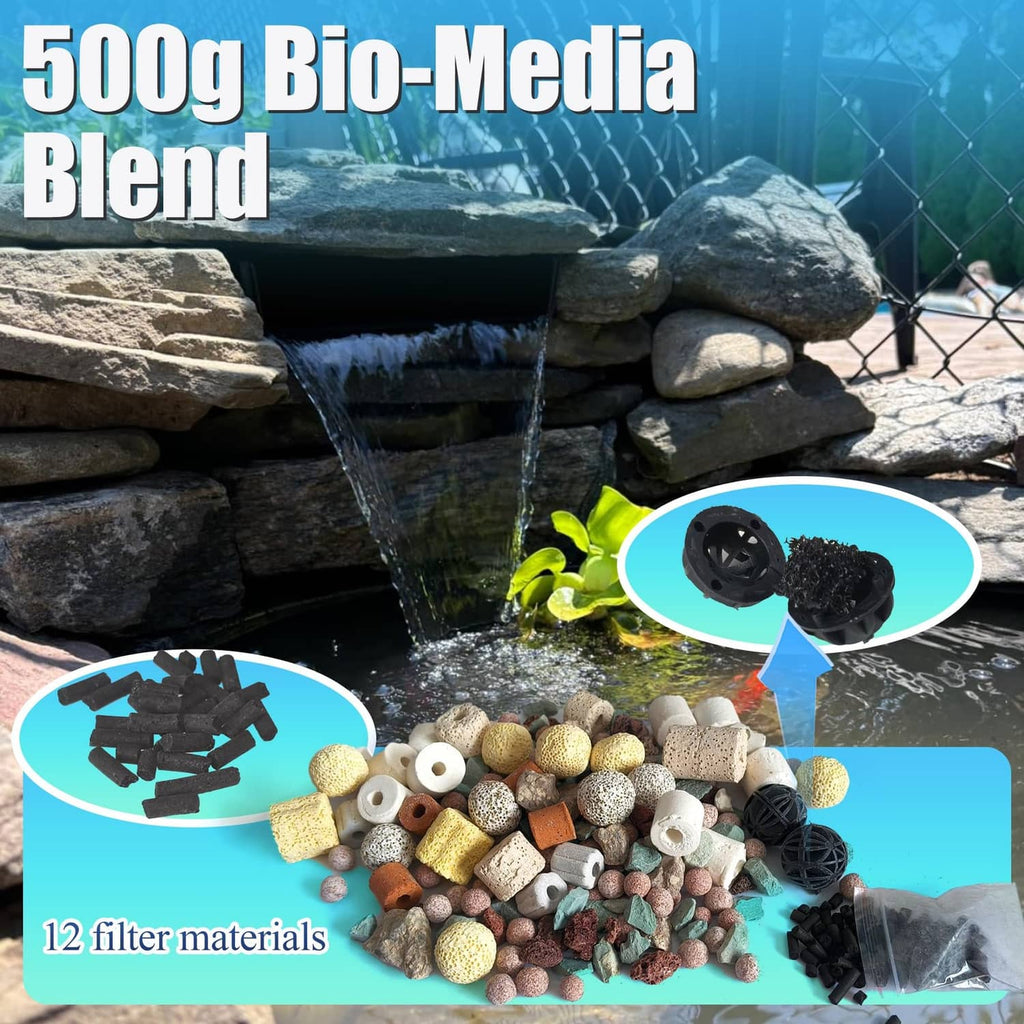 500g bio-media blend with ceramic rings and white foam filter pads