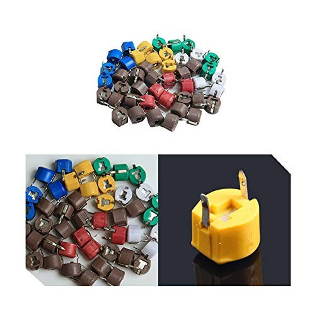 Assorted trimmer capacitors, multicolor ceramic blocks with 2-pin leads