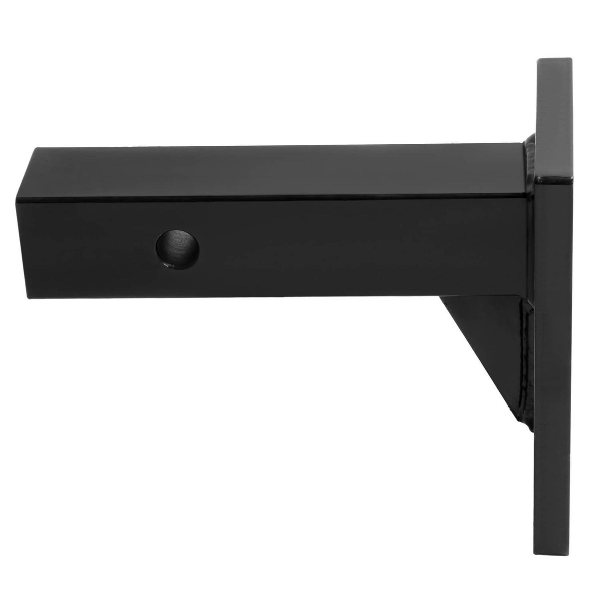 Black hitch hook mounting plate arm with round mounting hole on the bar