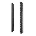 Black 6U rack rail set with tapered mounting holes, two long rails shown side by side