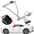 Power window regulator and motor assembly with metal rails, cables, and mounting brackets