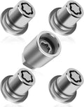 Chrome wheel lock lug nuts set with hex socket and star key pattern, multiple pieces