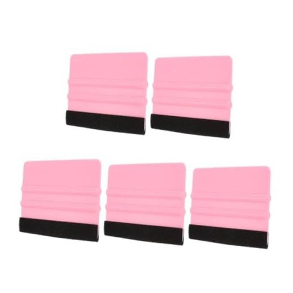 Pink felt-edge vinyl squeegee tool, 4-inch wide, black abrasive pad