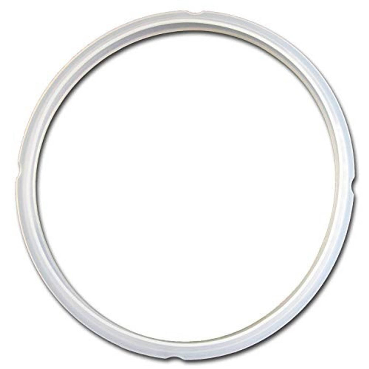 Rubber replacement gasket ring, clear-white circular seal with notched edge