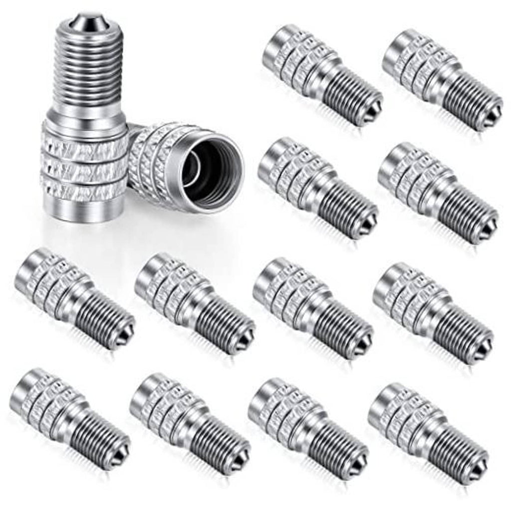 Tire valve stem caps set with double valve insert, shiny chrome finish, 16-pack