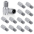 Tire valve stem caps set with double valve insert, shiny chrome finish, 16-pack