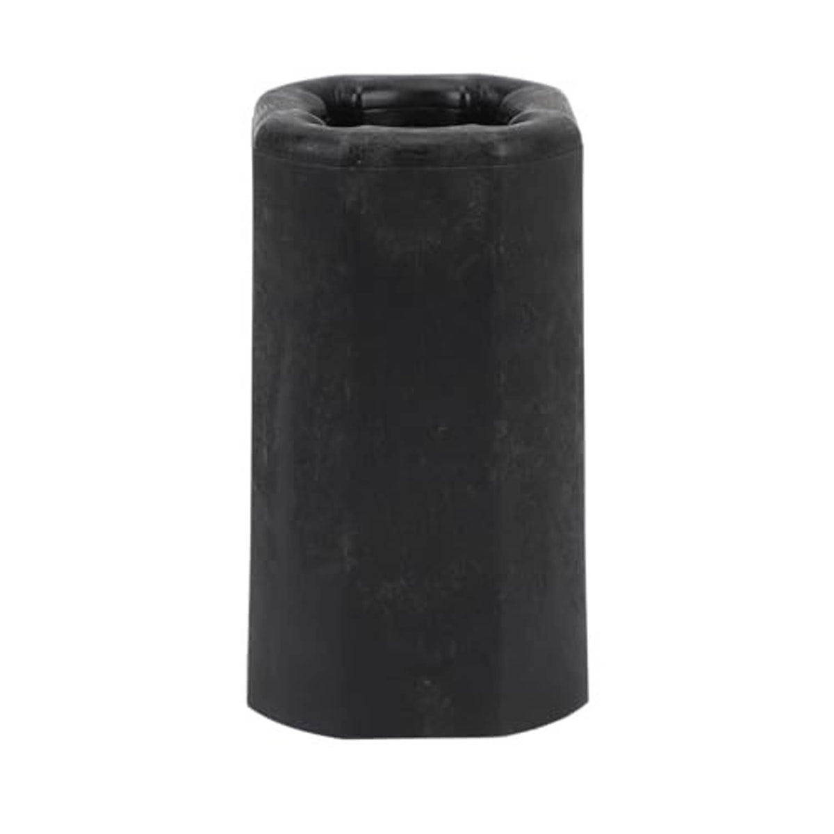 Black rubber cylindrical sleeve with open top end