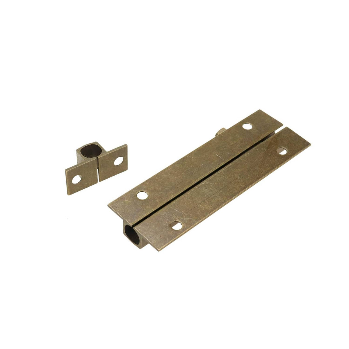 Bronze surface strike plate for barrel bolt latch, mounting holes
