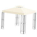 Beige double-tier gazebo top canopy cover on black metal frame
