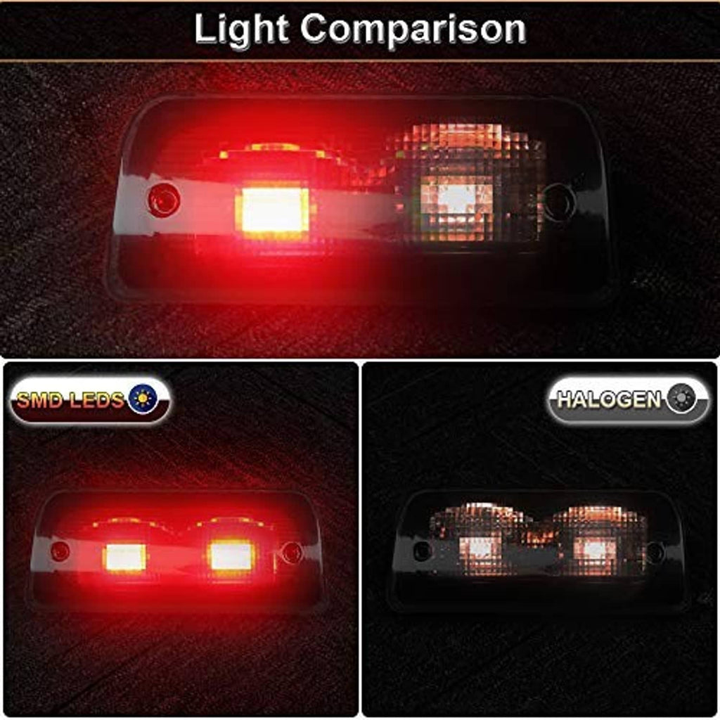Smoked third brake light lens showing red LED illumination