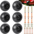 6-pack lawn mower deck wheel kit with six black anti-scalp wheels and mounting bolts
