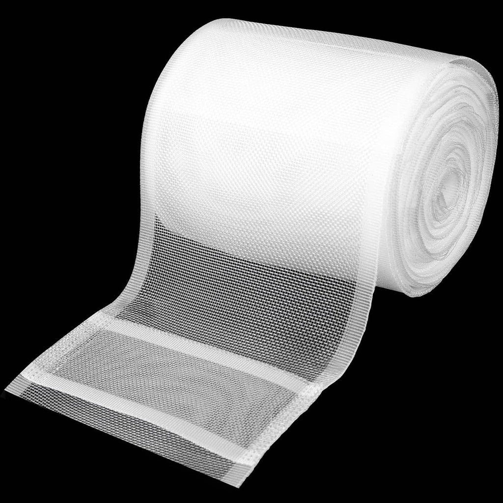 White translucent curtain pleating tape roll with woven mesh texture