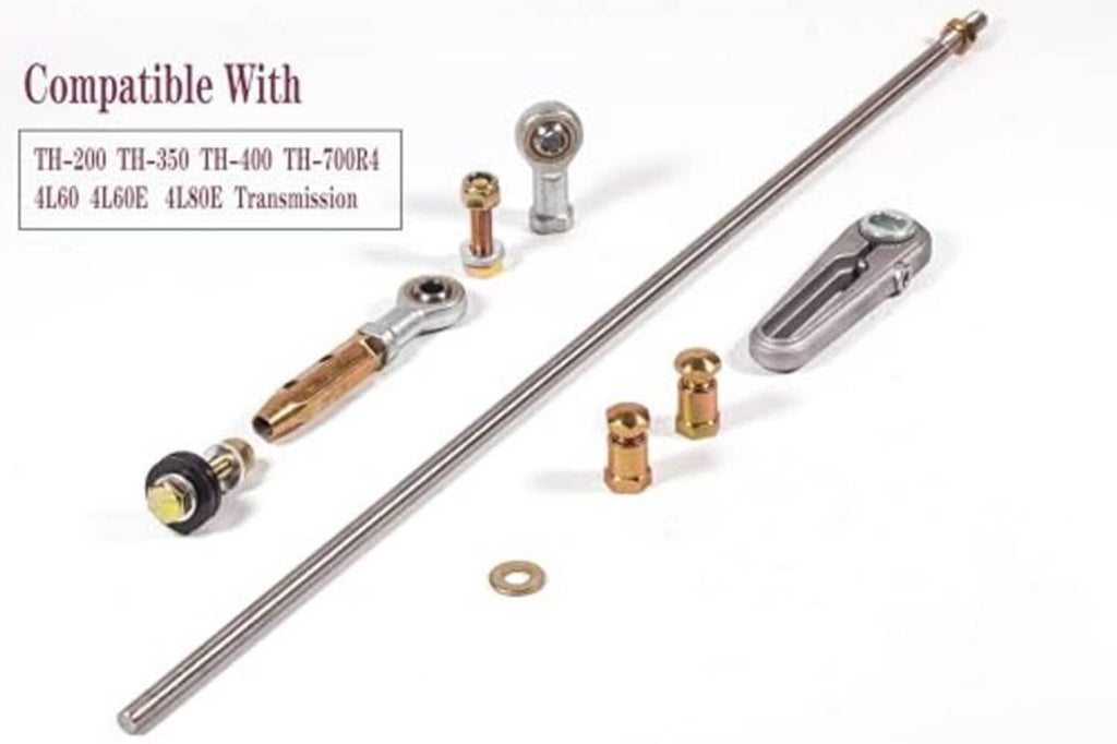 Transmission shift linkage rod with linkage fork, brass pins, bolts, and washers
