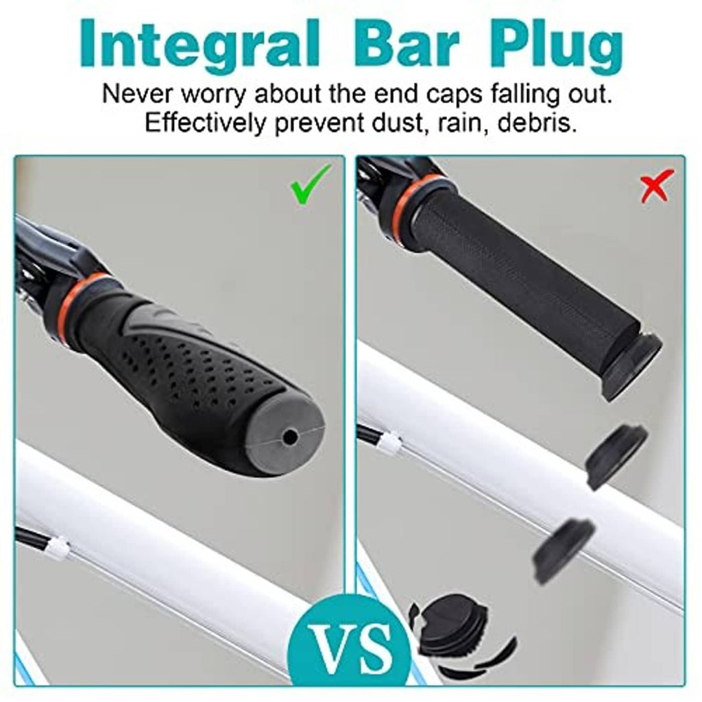 Bike handlebar grips with integrated end plug and perforated anti-slip dot texture