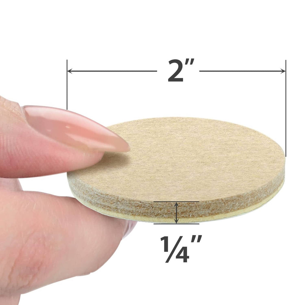 Round beige felt furniture pad, 2-inch diameter and 1/4-inch thick
