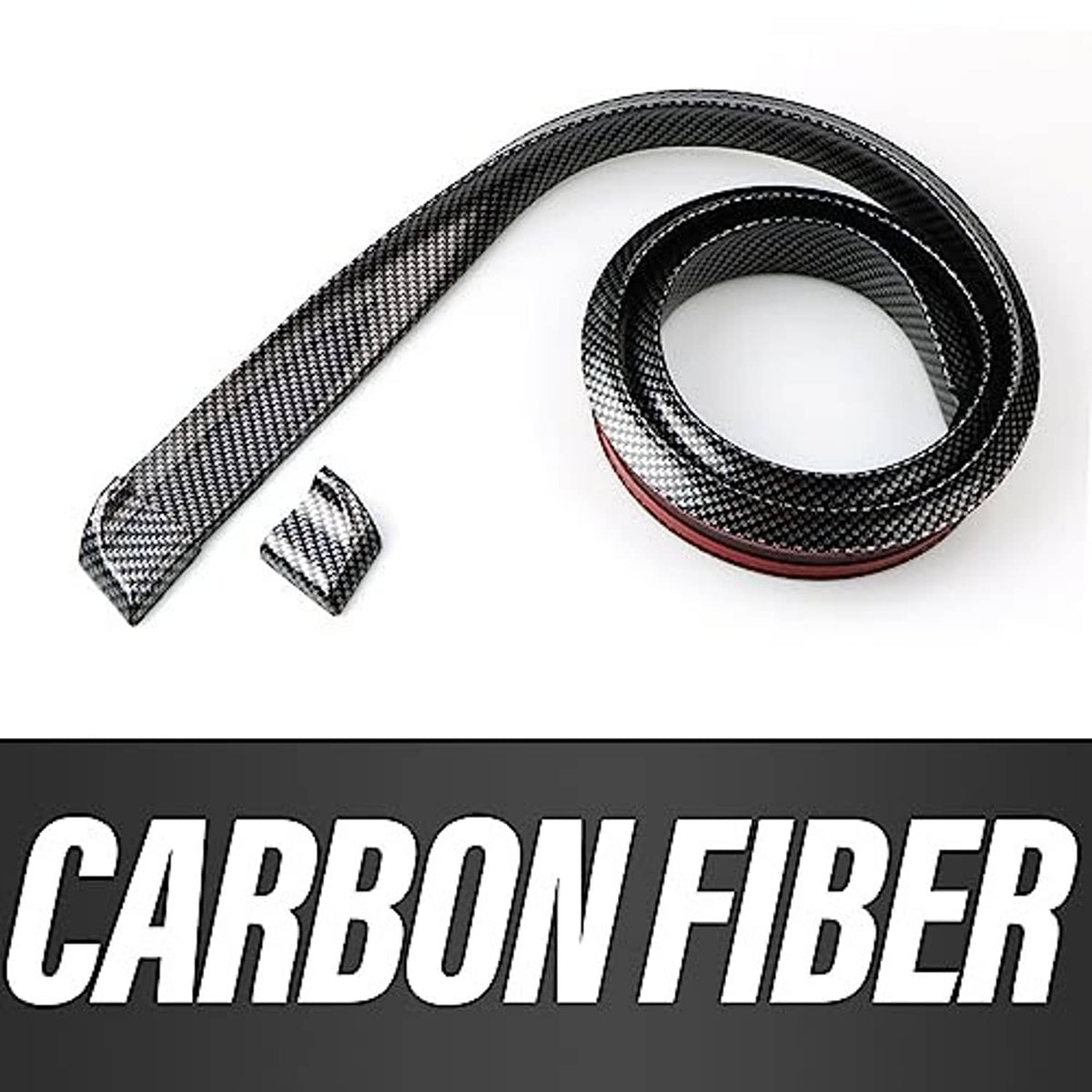 Carbon fiber spoiler trim strip set with two pieces and red underside edge