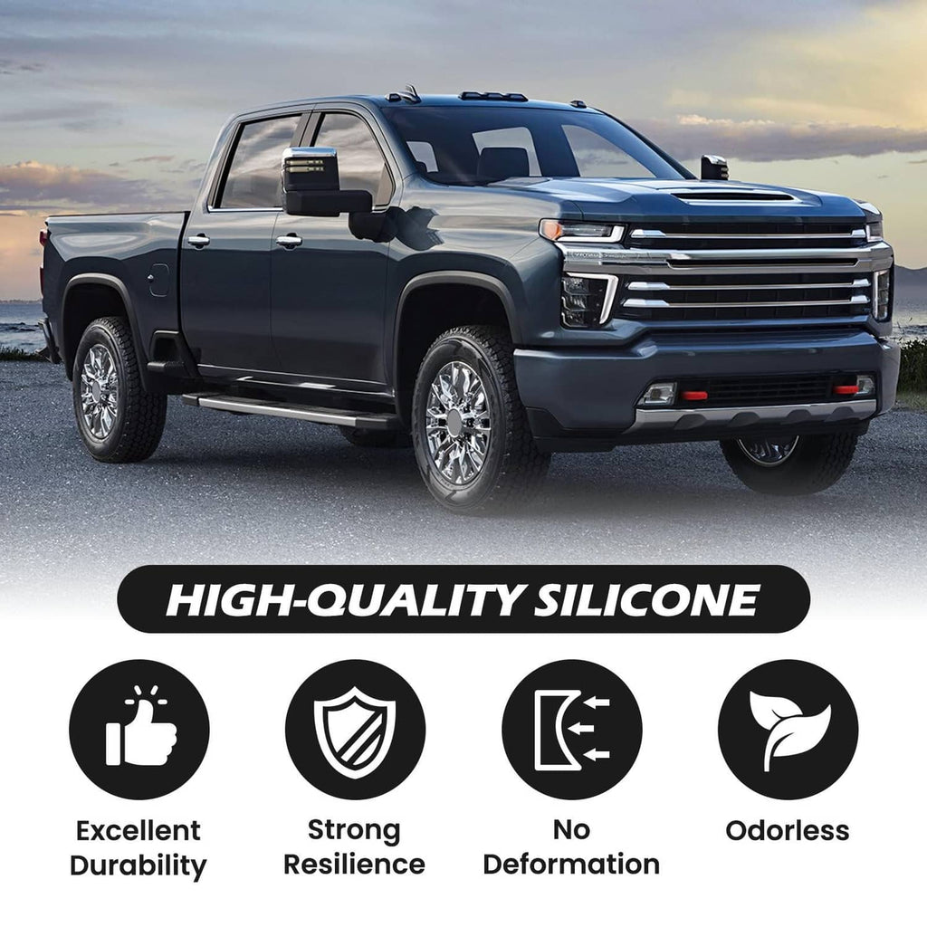 Red silicone tow hook cover with durability protection icons