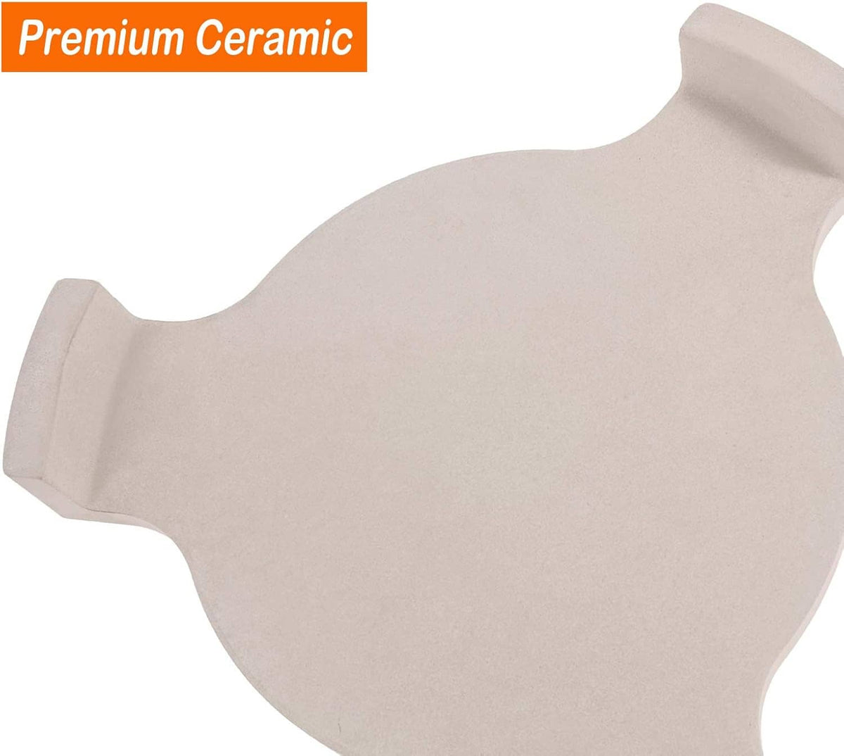 Ceramic heat deflector plate setter, light beige with cutout vents and loop handles