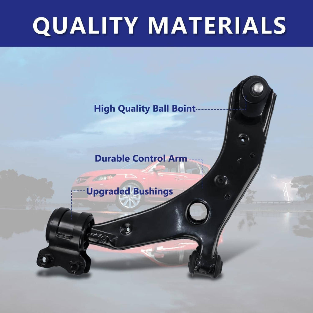 Black front control arm with ball joint and durable bushings