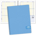 Blue undated student planner with wire-o binding and textured grid front cover