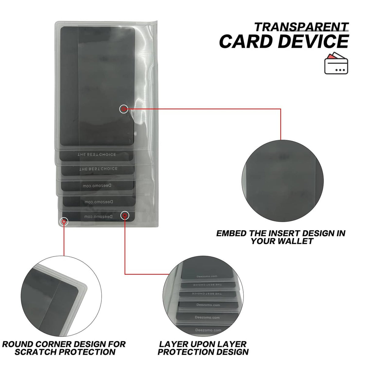 Clear checkbook wallet insert set of 2 with layered pockets and rounded corners