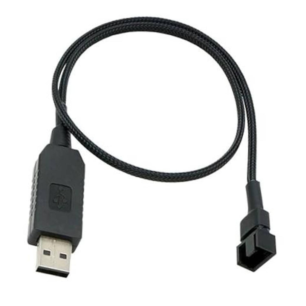 Braided USB to 4-pin adapter cable with USB-A plug and 4-pin connector