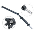 Rear driveshaft prop shaft assembly, black shaft with U-joint yoke and silver end