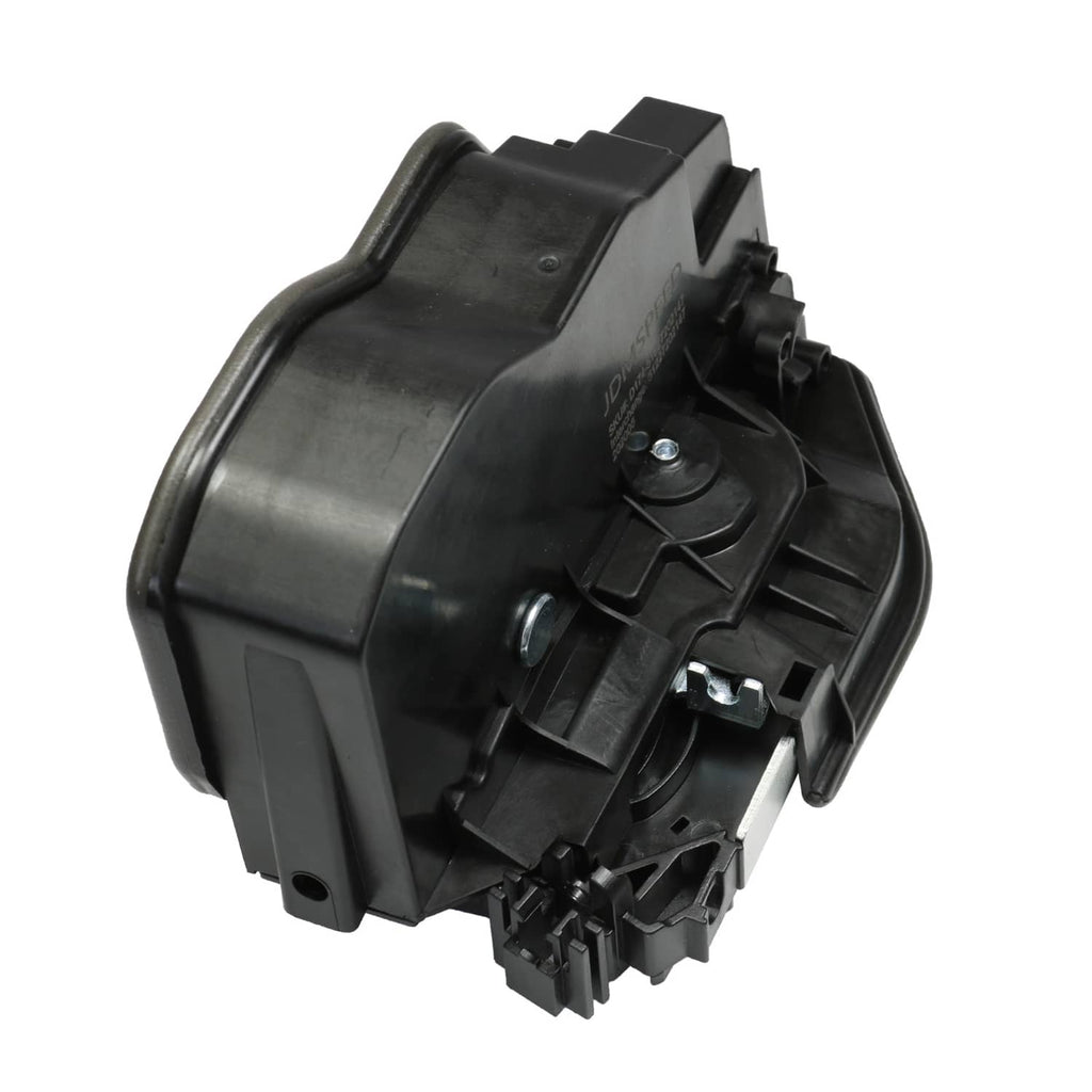 Rear power door lock latch actuator with black plastic body and metal pins