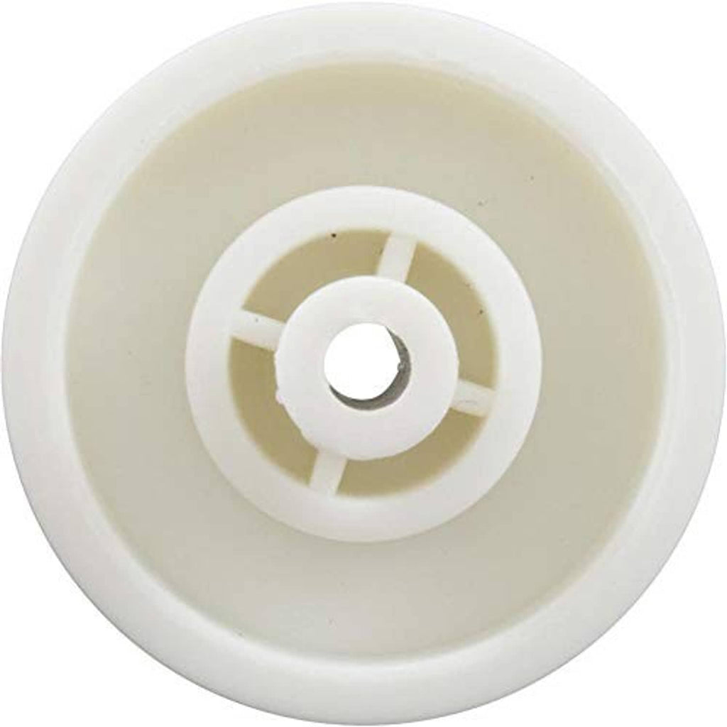 White wheel roller for pool vacuum head with central axle opening