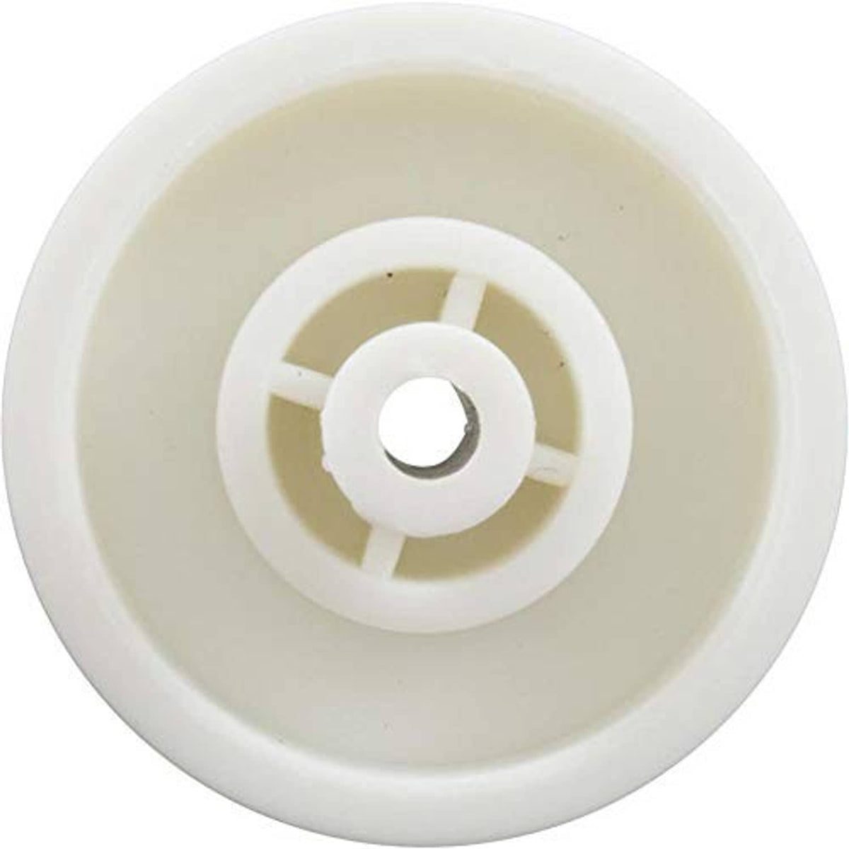 White wheel roller for pool vacuum head with central axle opening