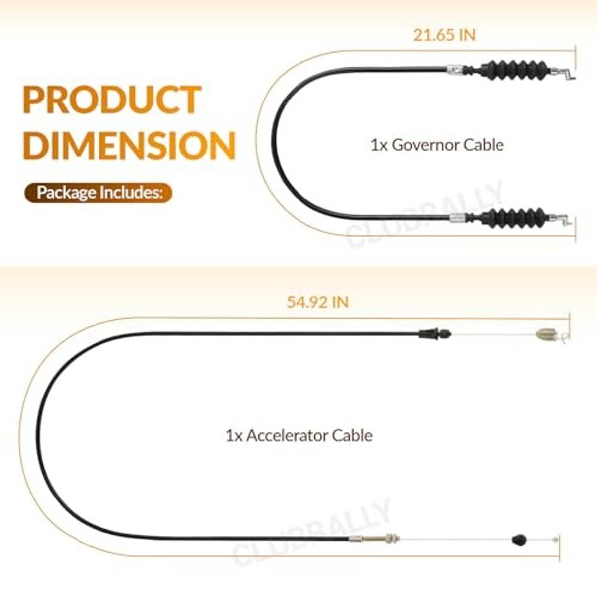 Throttle cable product layout with governor and accelerator cable lengths