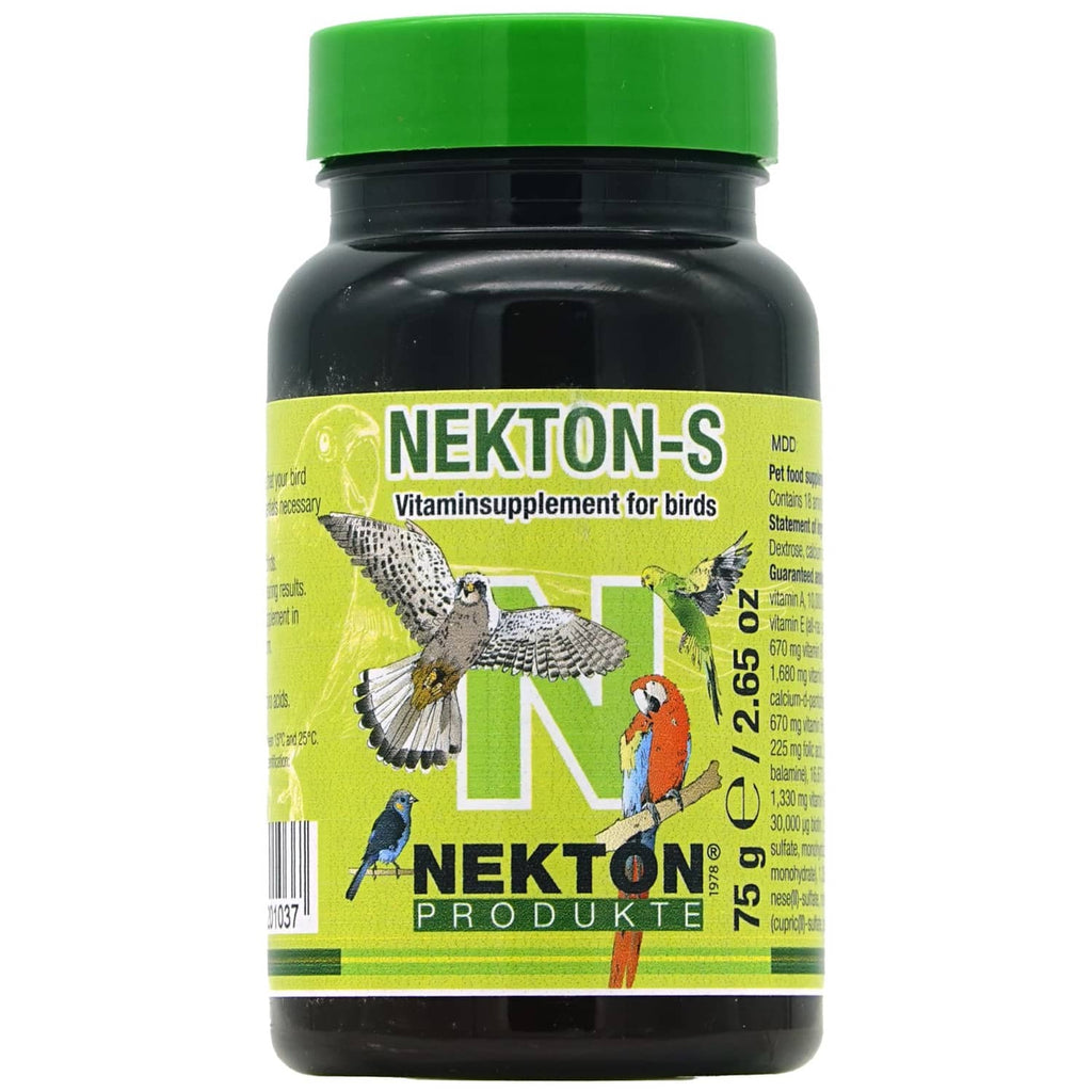 NEKTON-S bird multivitamin supplement bottle with green cap and label