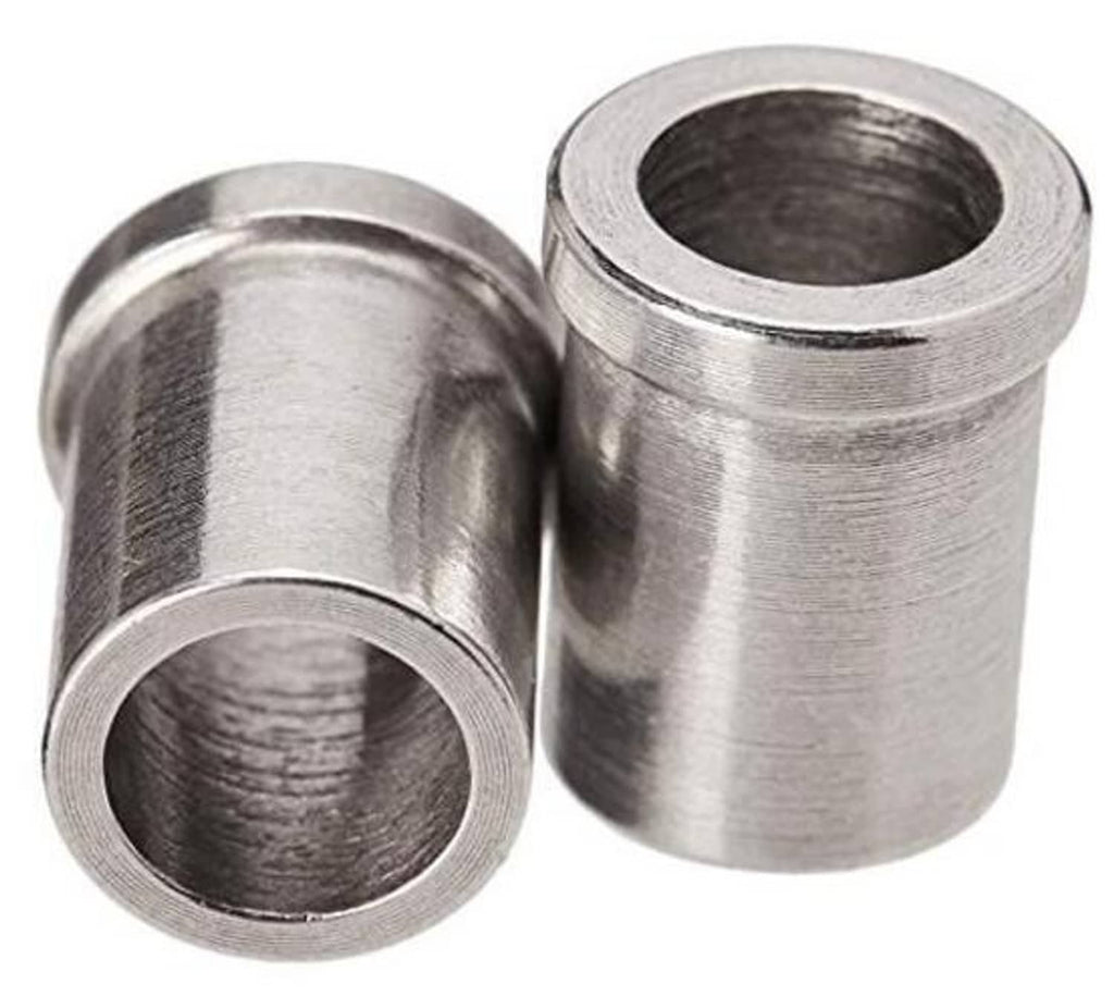 Metal Presta valve stem saver sleeves with open ends, two-piece set