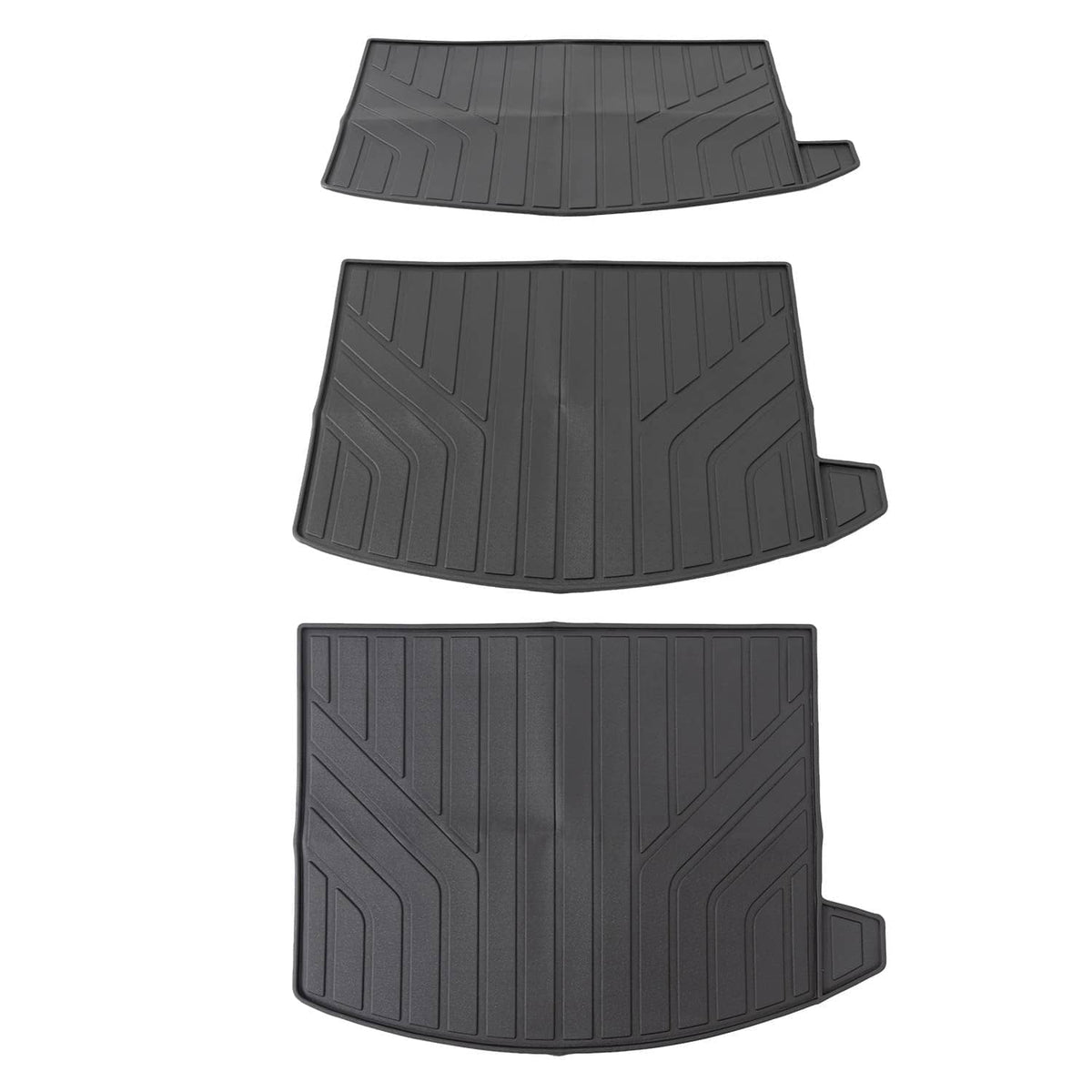 Black TPE floor mat set with curved cargo liner and side raised grip areas