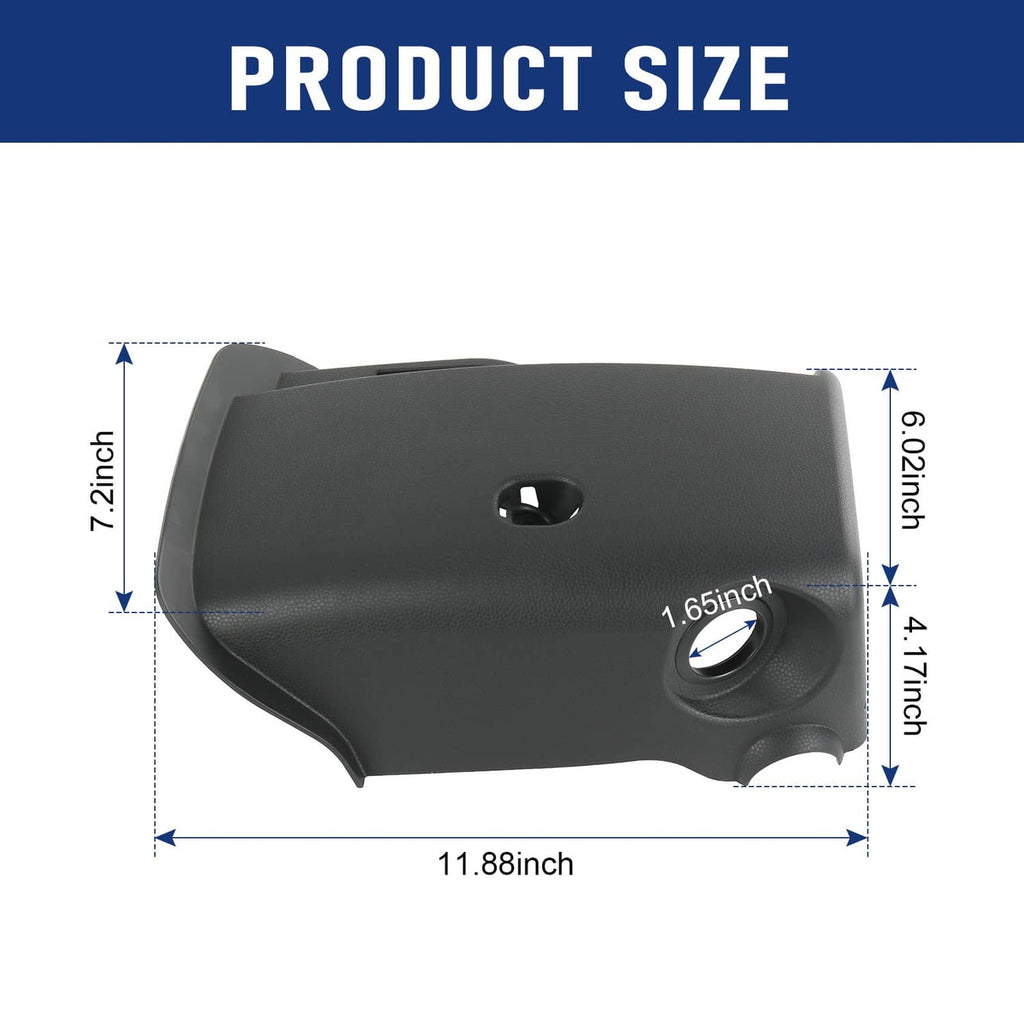 Dark gray steering column lower cover panel with circular opening and key slot