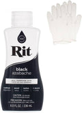 All-purpose liquid fabric dye bottle, black azabache, 8 fl oz, with white gloves