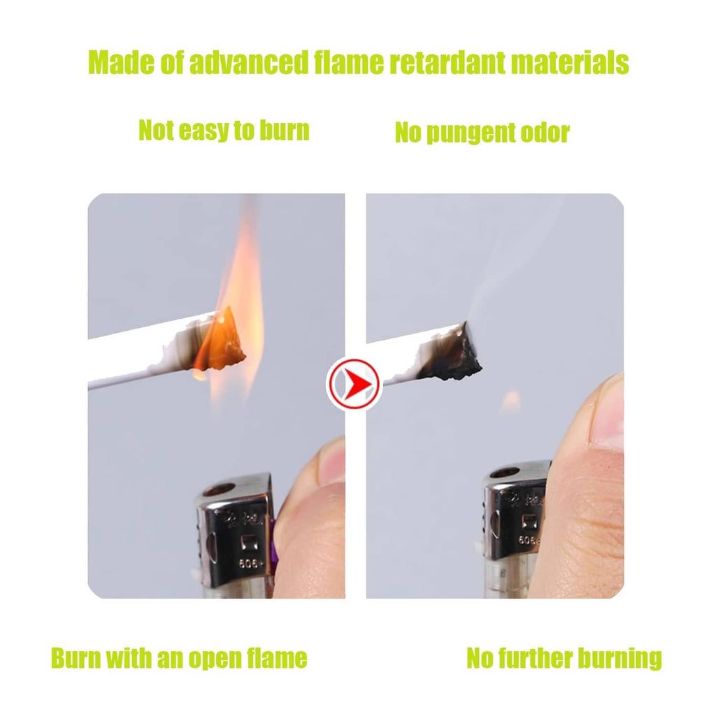 Two-prong plug with cord insulation shown during a flame-retardant burn test.